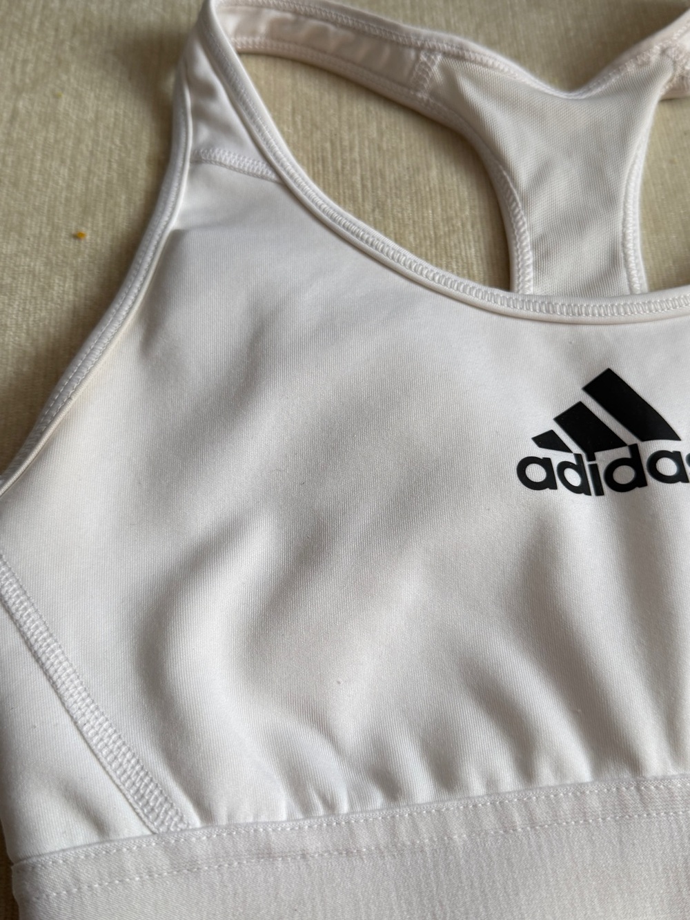 adidas White Racerback Swim Sports Top with Black Logo - Picture 6 of 7